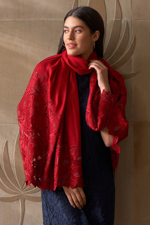 A Rose Dream Wool Silk Stole